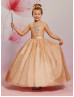 Beaded Glittering Tulle Flower Girl Dress Popular Girl Party Dress